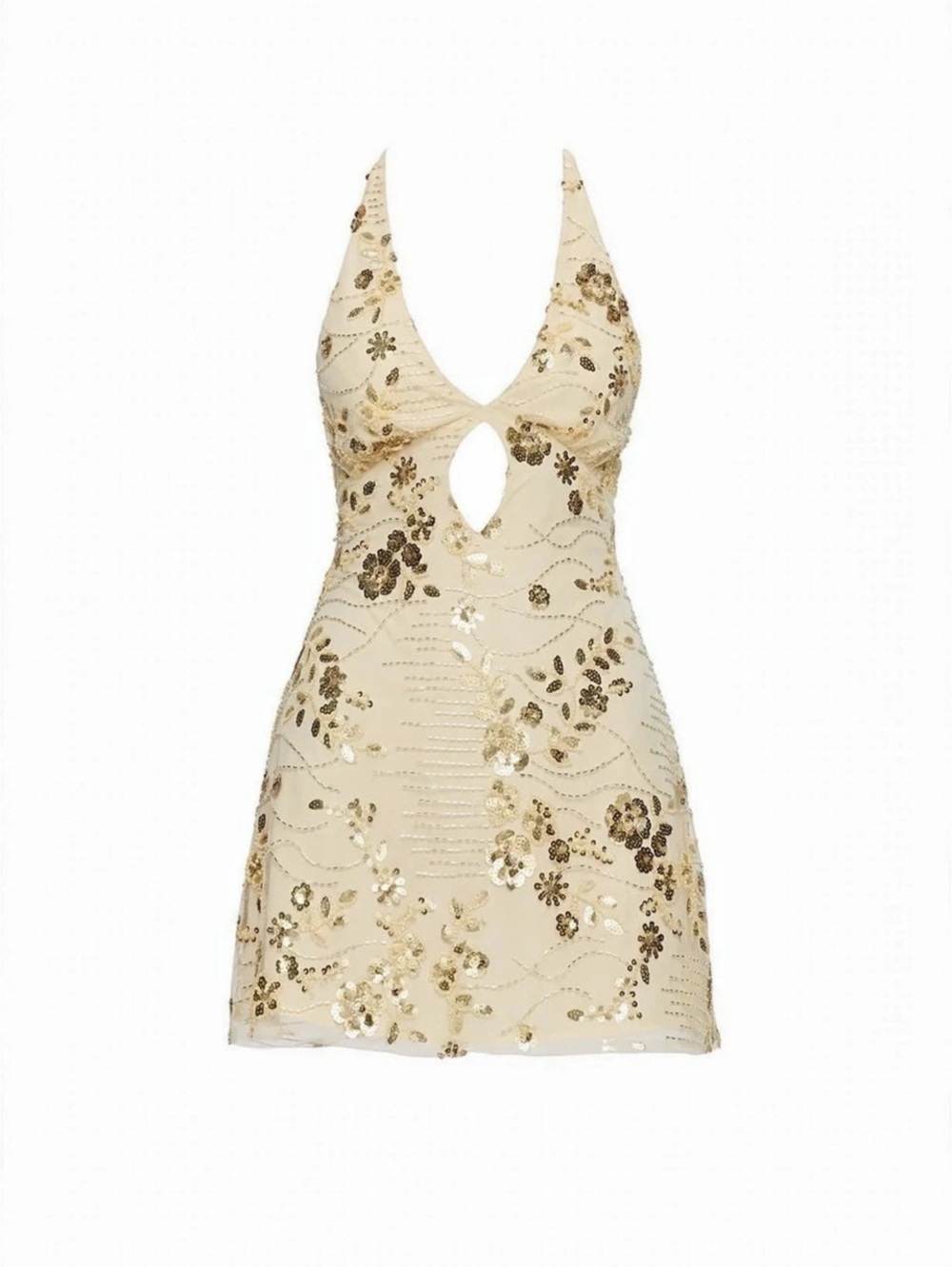 NEW Princess Polly Steffie Beaded Backless mini dress gold